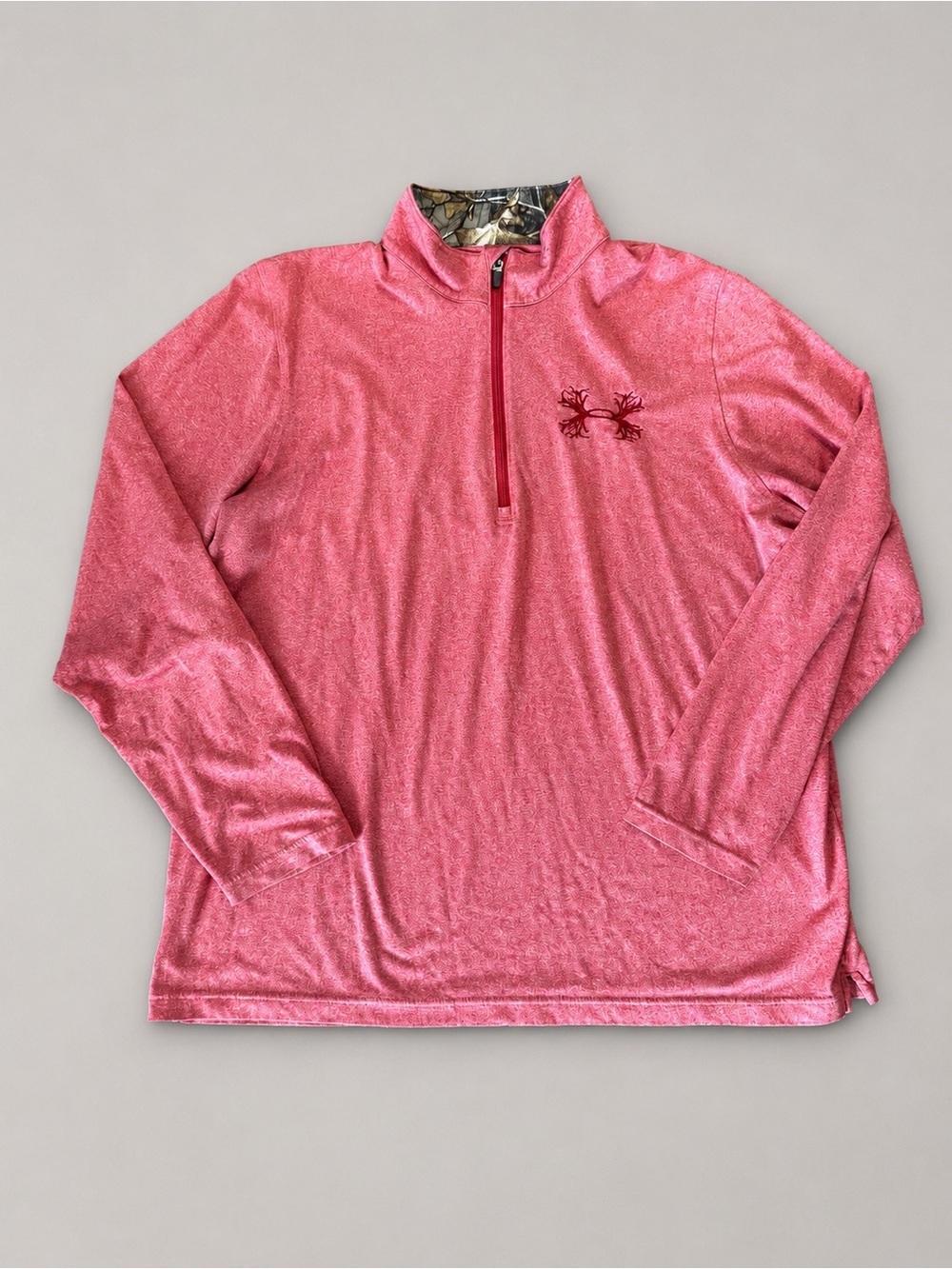 Under Armour HeatGear Men’s 2XL Heathered Red 1/4 Zip Pullover Loose Fit